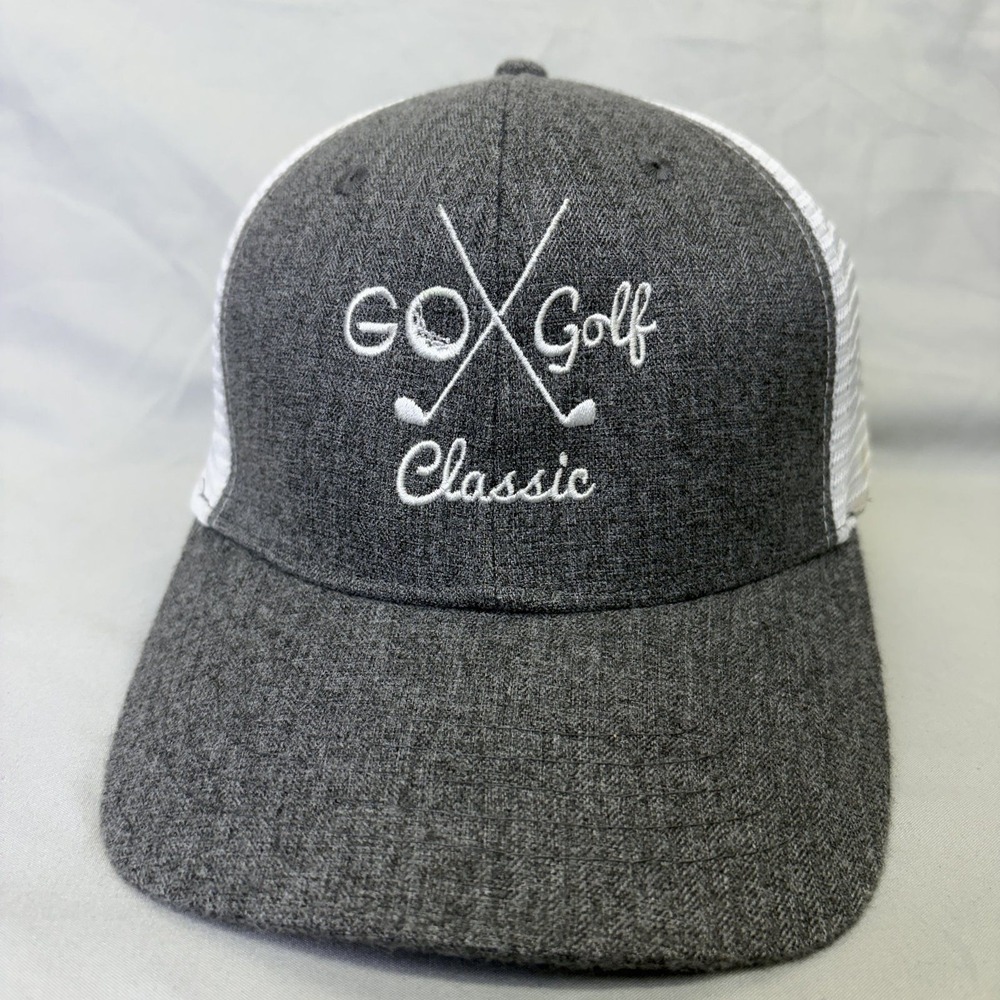 Unbranded Trucker Hat GO Golf Classic Mens OSFM Gray White Mesh Snapback